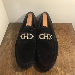 Ferragamo blue suede shoes